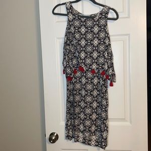 Medium black and white with red accents Tank dress